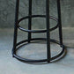 Industrial Round Bar Stools Solid Wood Black Footrest Counter Stool for Shop