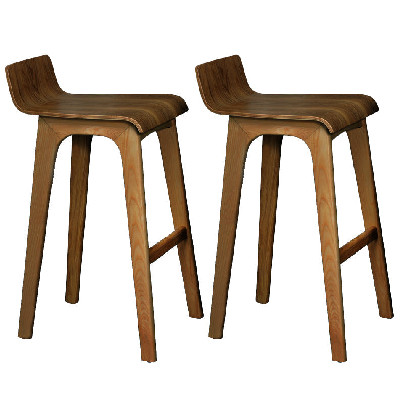 Modern Armless Backrest Counter Stool Wood Bar Stool with Footrest