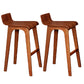 Modern Armless Backrest Counter Stool Wood Bar Stool with Footrest