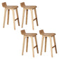Modern Armless Backrest Counter Stool Wood Bar Stool with Footrest
