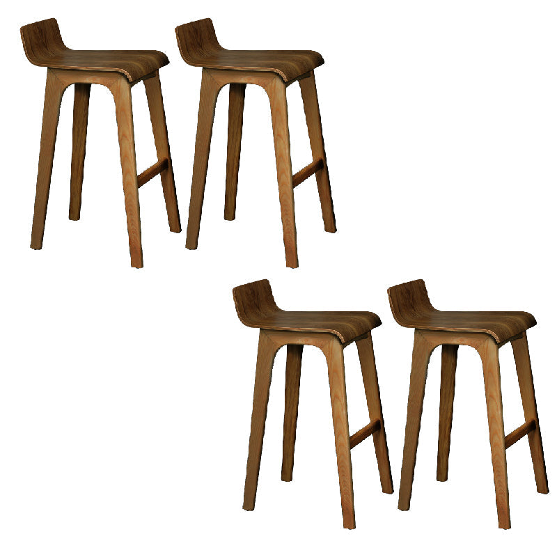 Modern Armless Backrest Counter Stool Wood Bar Stool with Footrest