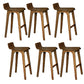 Modern Armless Backrest Counter Stool Wood Bar Stool with Footrest