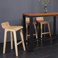 Modern Armless Backrest Counter Stool Wood Bar Stool with Footrest