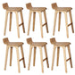 Modern Armless Backrest Counter Stool Wood Bar Stool with Footrest