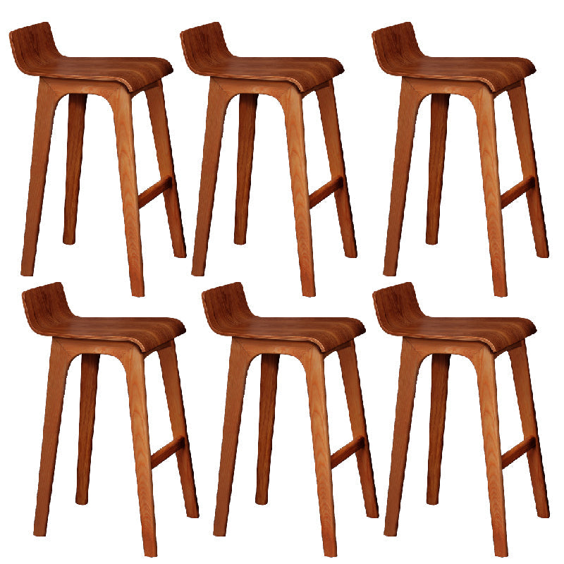 Modern Armless Backrest Counter Stool Wood Bar Stool with Footrest