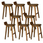 Modern Armless Backrest Counter Stool Wood Bar Stool with Footrest