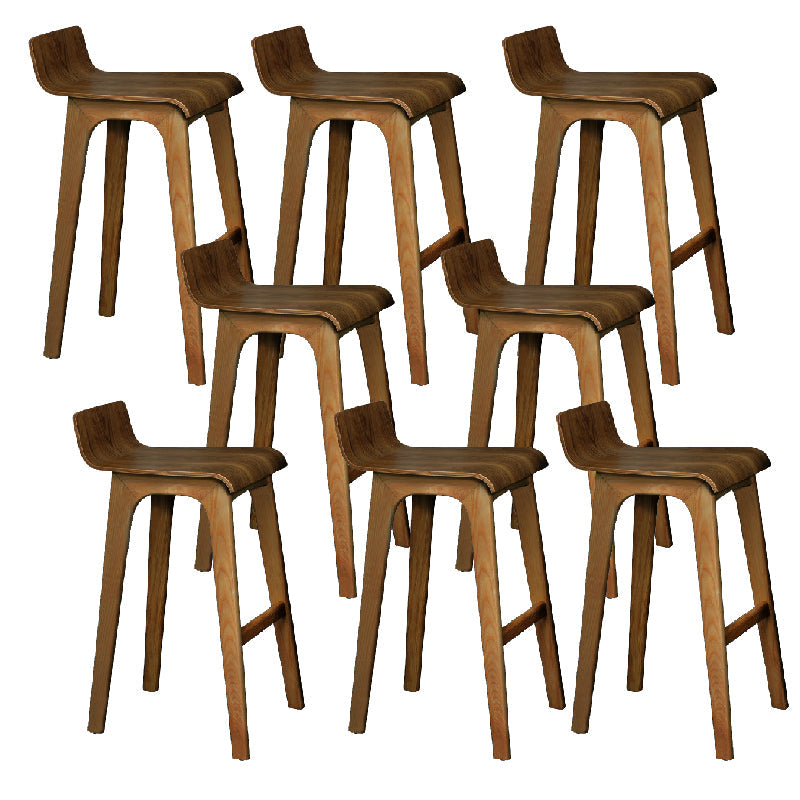 Modern Armless Backrest Counter Stool Wood Bar Stool with Footrest