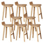 Modern Armless Backrest Counter Stool Wood Bar Stool with Footrest
