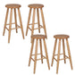 Modern Round Counter Bar Stool Wood Backless Bar Stool with Footrest