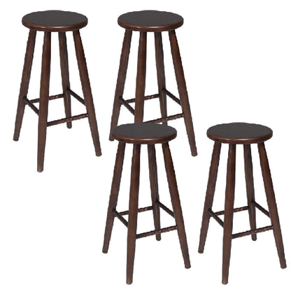 Modern Round Counter Bar Stool Wood Backless Bar Stool with Footrest