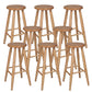 Modern Round Counter Bar Stool Wood Backless Bar Stool with Footrest