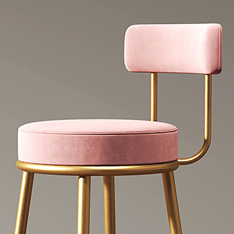 Nordic Backrest Armless Counter Stool Iron Cafe Bar Stool with  Pedal and Cushion