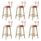Nordic Backrest Armless Counter Stool Iron Cafe Bar Stool with  Pedal and Cushion