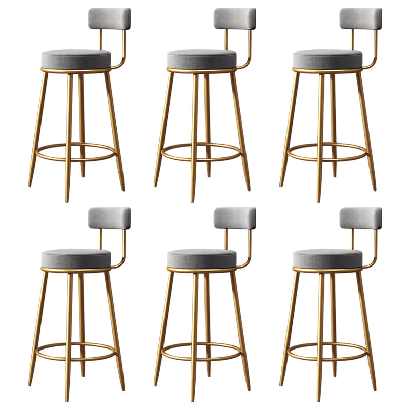 Nordic Backrest Armless Counter Stool Iron Cafe Bar Stool with  Pedal and Cushion