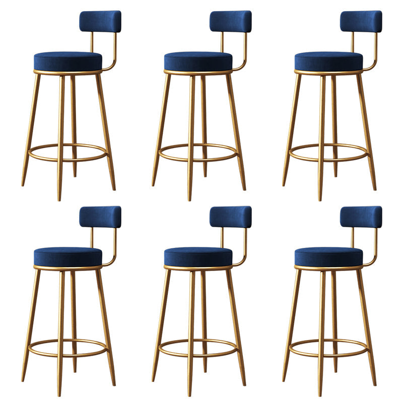 Nordic Backrest Armless Counter Stool Iron Cafe Bar Stool with  Pedal and Cushion