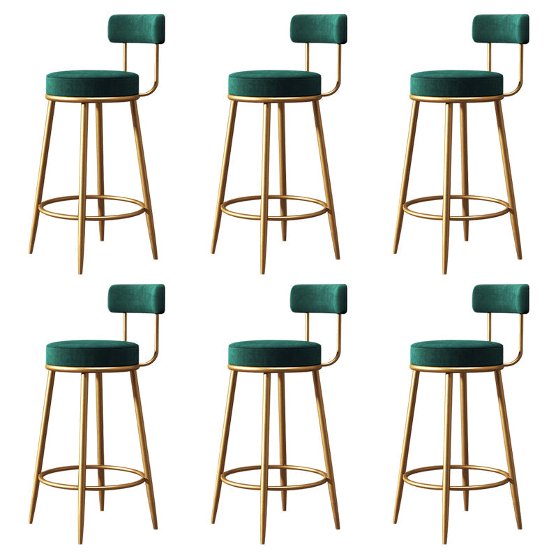Nordic Backrest Armless Counter Stool Iron Cafe Bar Stool with  Pedal and Cushion