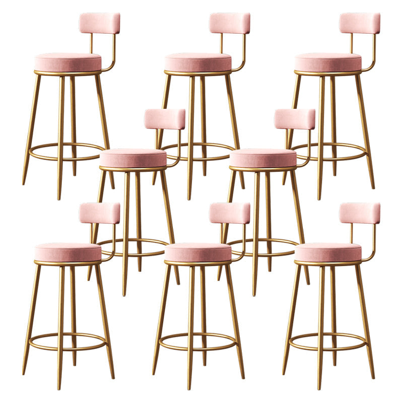 Nordic Backrest Armless Counter Stool Iron Cafe Bar Stool with  Pedal and Cushion