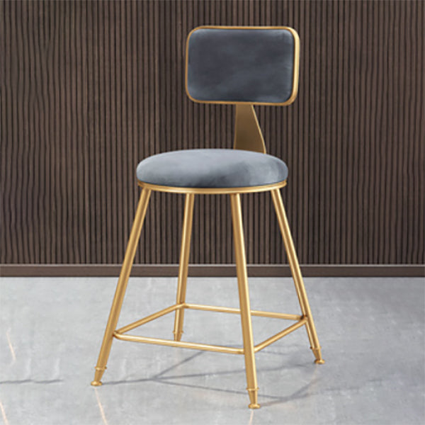 Glam Armless Backrest Counter Stool Iron Dining Room Bar Stool with Cushion