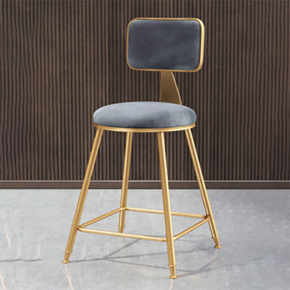 Glam Armless Backrest Counter Stool Iron Dining Room Bar Stool with Cushion