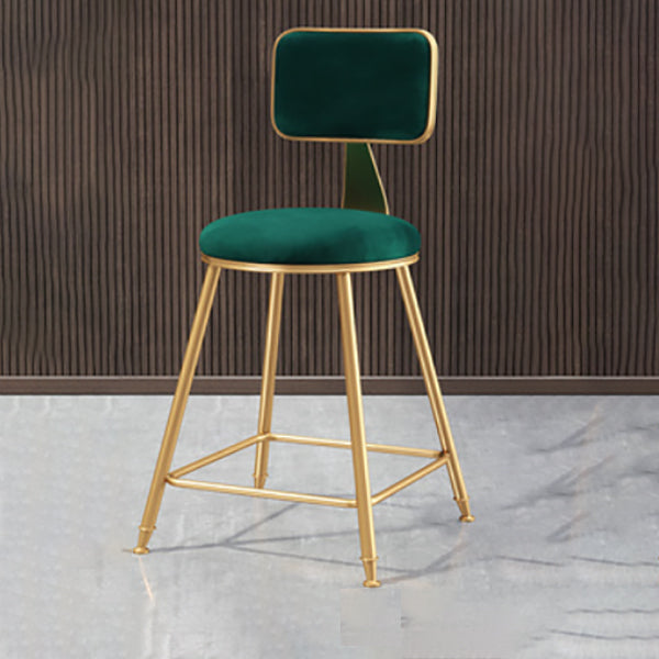 Glam Armless Backrest Counter Stool Iron Dining Room Bar Stool with Cushion