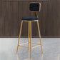 Glam Armless Backrest Counter Stool Iron Dining Room Bar Stool with Cushion
