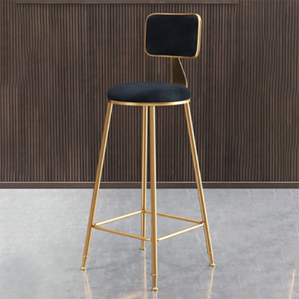 Glam Armless Backrest Counter Stool Iron Dining Room Bar Stool with Cushion