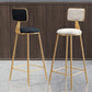 Glam Armless Backrest Counter Stool Iron Dining Room Bar Stool with Cushion