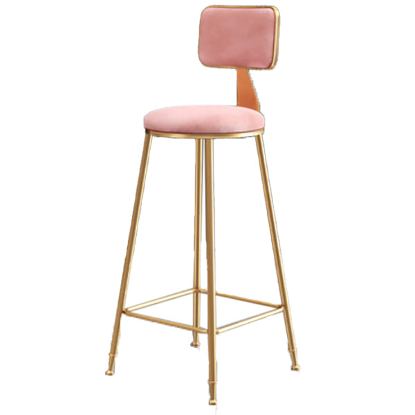 Glam Armless Backrest Counter Stool Iron Dining Room Bar Stool with Cushion