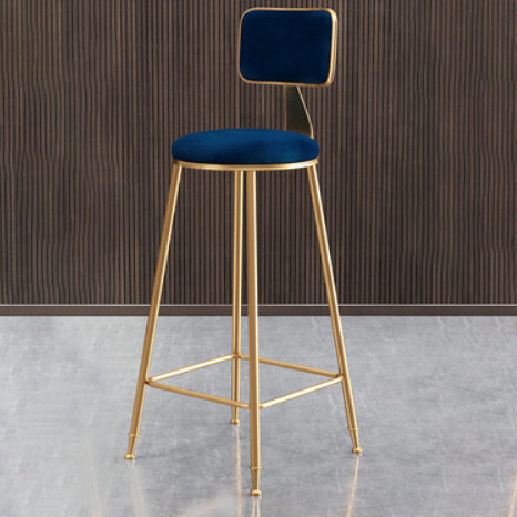 Glam Armless Backrest Counter Stool Iron Dining Room Bar Stool with Cushion