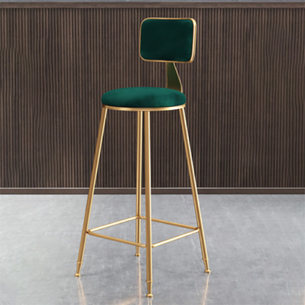 Glam Armless Backrest Counter Stool Iron Dining Room Bar Stool with Cushion