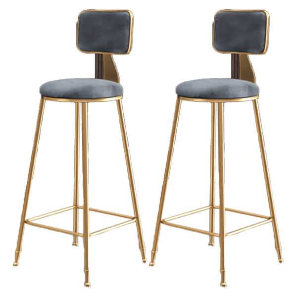 Glam Armless Backrest Counter Stool Iron Dining Room Bar Stool with Cushion