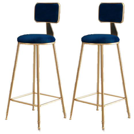 Glam Armless Backrest Counter Stool Iron Dining Room Bar Stool with Cushion