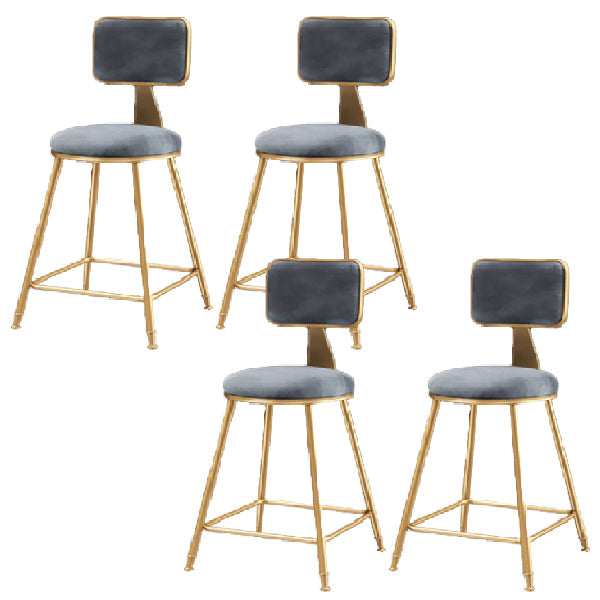 Glam Armless Backrest Counter Stool Iron Dining Room Bar Stool with Cushion