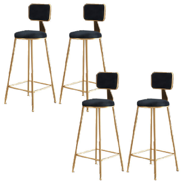 Glam Armless Backrest Counter Stool Iron Dining Room Bar Stool with Cushion