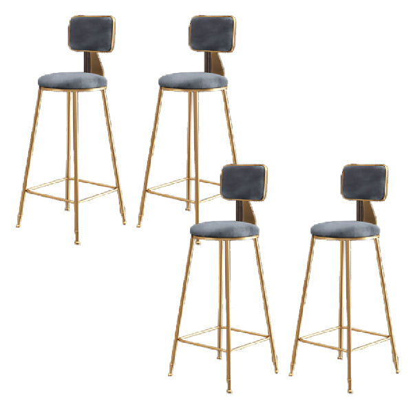 Glam Armless Backrest Counter Stool Iron Dining Room Bar Stool with Cushion