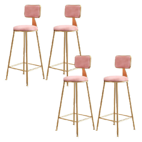 Glam Armless Backrest Counter Stool Iron Dining Room Bar Stool with Cushion