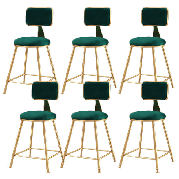 Glam Armless Backrest Counter Stool Iron Dining Room Bar Stool with Cushion