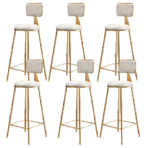 Glam Armless Backrest Counter Stool Iron Dining Room Bar Stool with Cushion