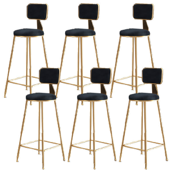 Glam Armless Backrest Counter Stool Iron Dining Room Bar Stool with Cushion