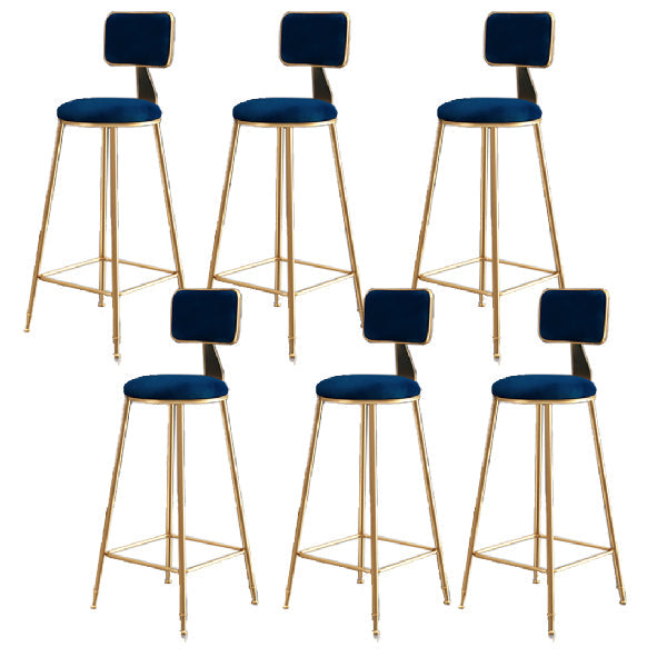 Glam Armless Backrest Counter Stool Iron Dining Room Bar Stool with Cushion