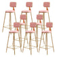 Glam Armless Backrest Counter Stool Iron Dining Room Bar Stool with Cushion