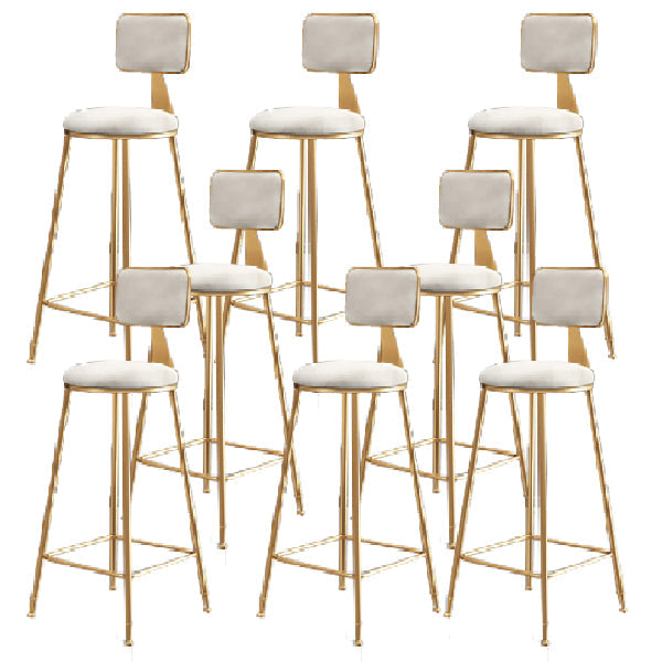 Glam Armless Backrest Counter Stool Iron Dining Room Bar Stool with Cushion