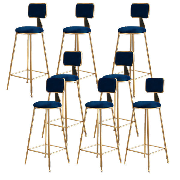 Glam Armless Backrest Counter Stool Iron Dining Room Bar Stool with Cushion