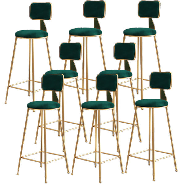 Glam Armless Backrest Counter Stool Iron Dining Room Bar Stool with Cushion