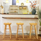 Modern Armless Backless Counter Stool Pine Wood Bar Stool with Pedal