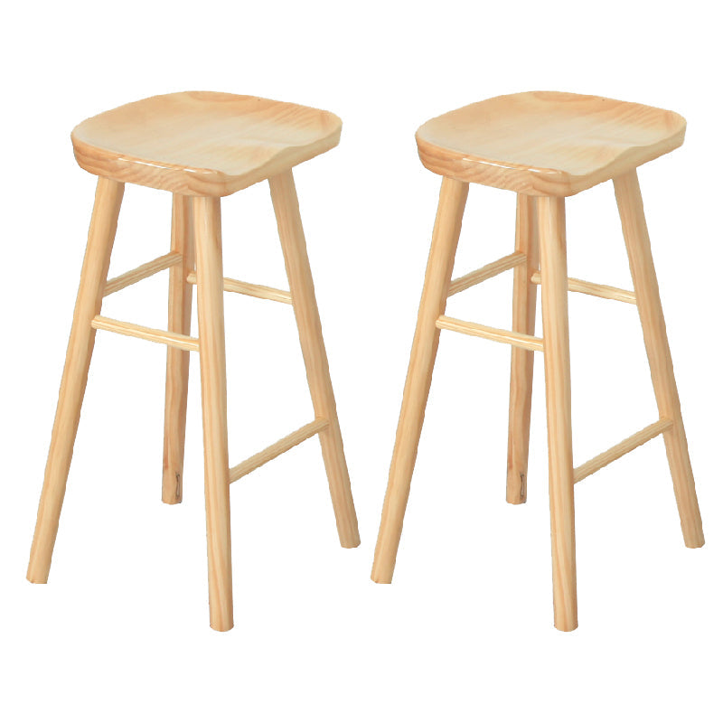 Modern Armless Backless Counter Stool Pine Wood Bar Stool with Pedal