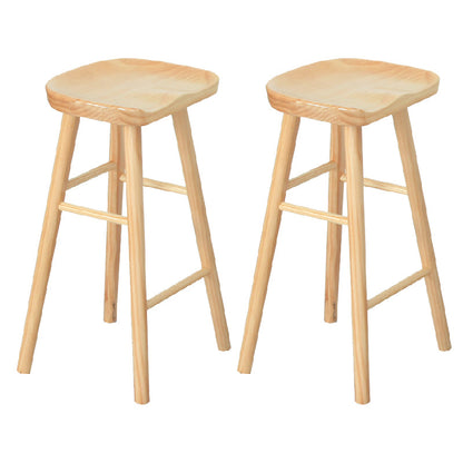 Modern Armless Backless Counter Stool Pine Wood Bar Stool with Pedal