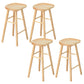 Modern Armless Backless Counter Stool Pine Wood Bar Stool with Pedal