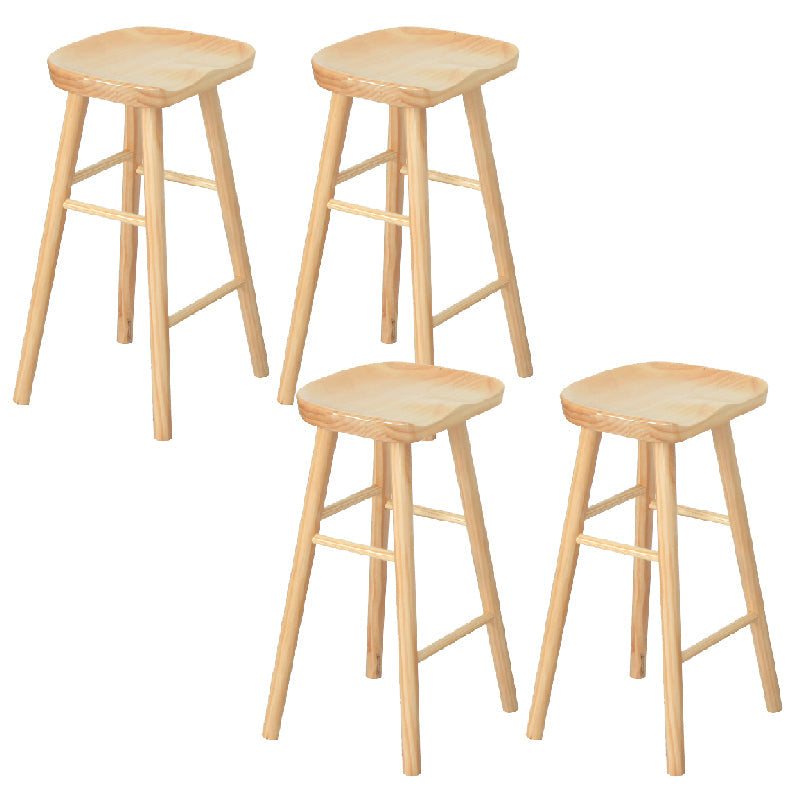 Modern Armless Backless Counter Stool Pine Wood Bar Stool with Pedal