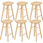 Modern Armless Backless Counter Stool Pine Wood Bar Stool with Pedal